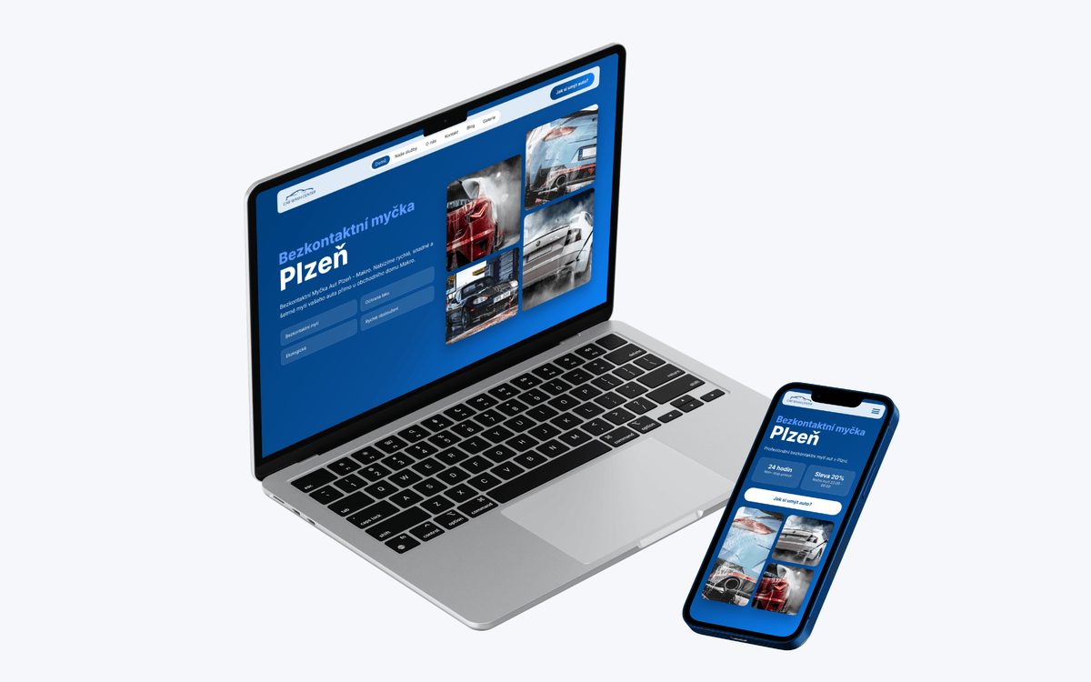 Web Myčky u Makra na notebooku a mobilu